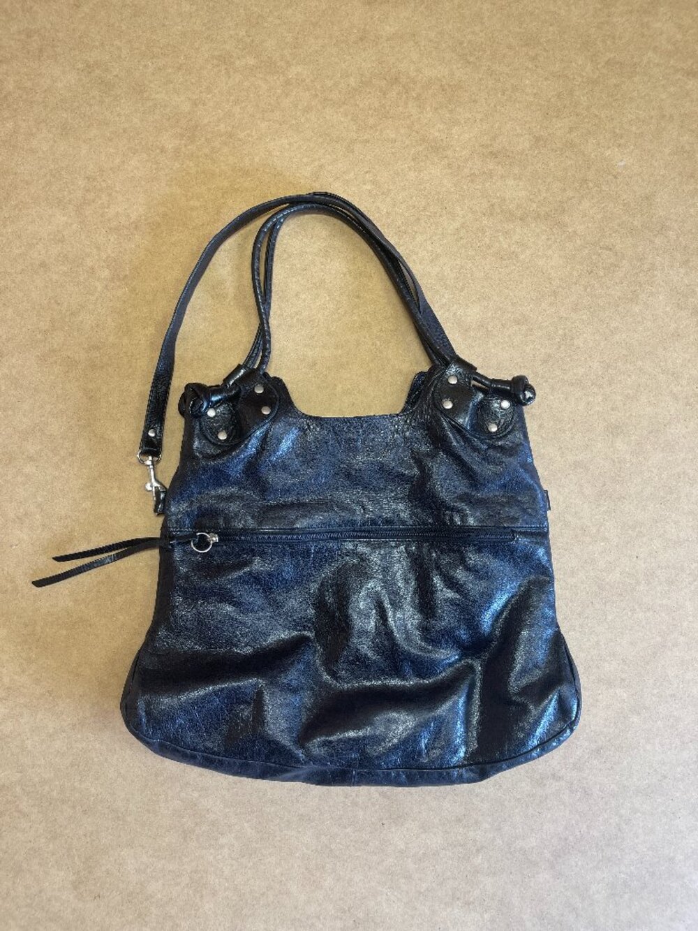 Vintage Pietro Alessandro NYC Black Leather Crossbody Handbag Clutch Satchel USA